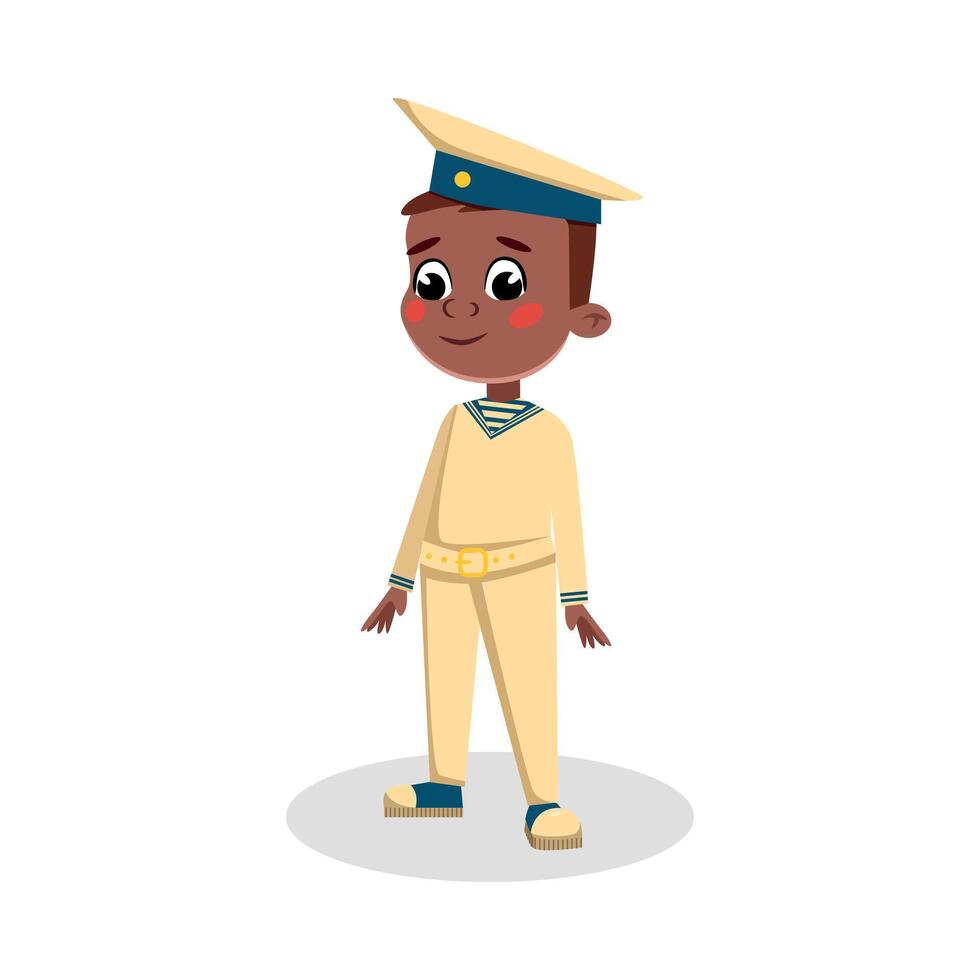Cute Boy Sailor Character in Uniform and Cap, Kids Hobby or Future Profession Concept Cartoon Style Illustration vector