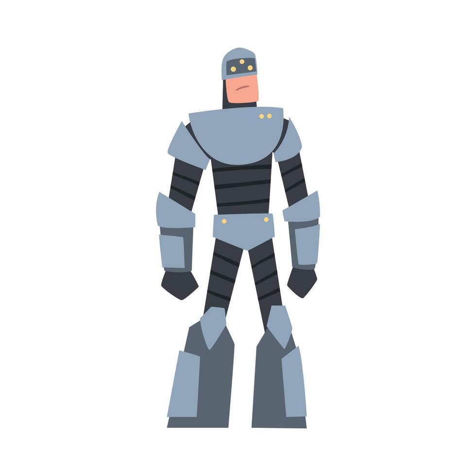 Man in obot Costume, Cyborg Character, Carnival Party or Masquerade Cartoon Style Illustration vector