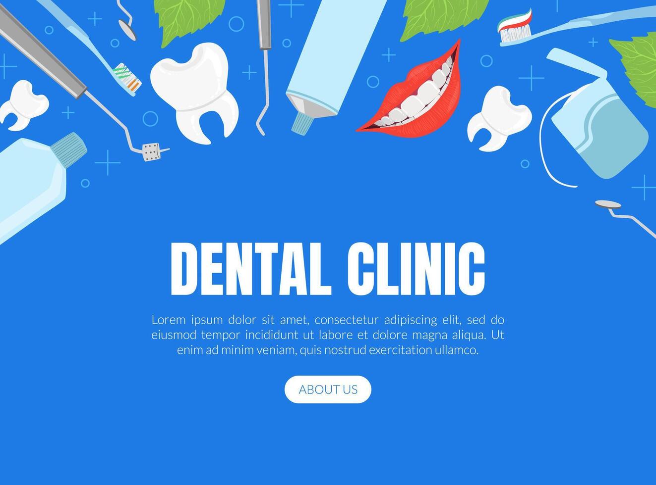 Dental Clinic Landing Page Template, Dentistry Website Interface with Stomatological Tools Illustration vector