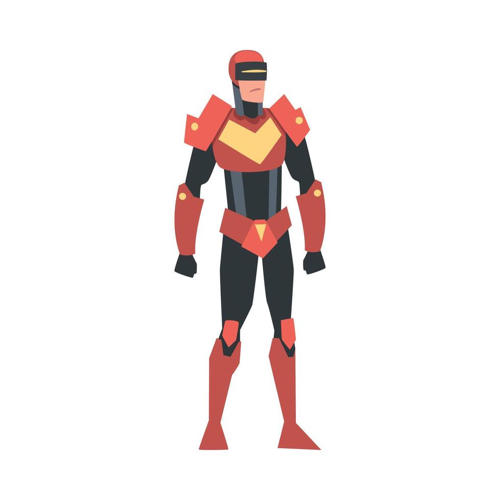 Man in Robot Costume, Carnival Party or Masquerade Concept, Online Game Character Cartoon Style Illustration vector
