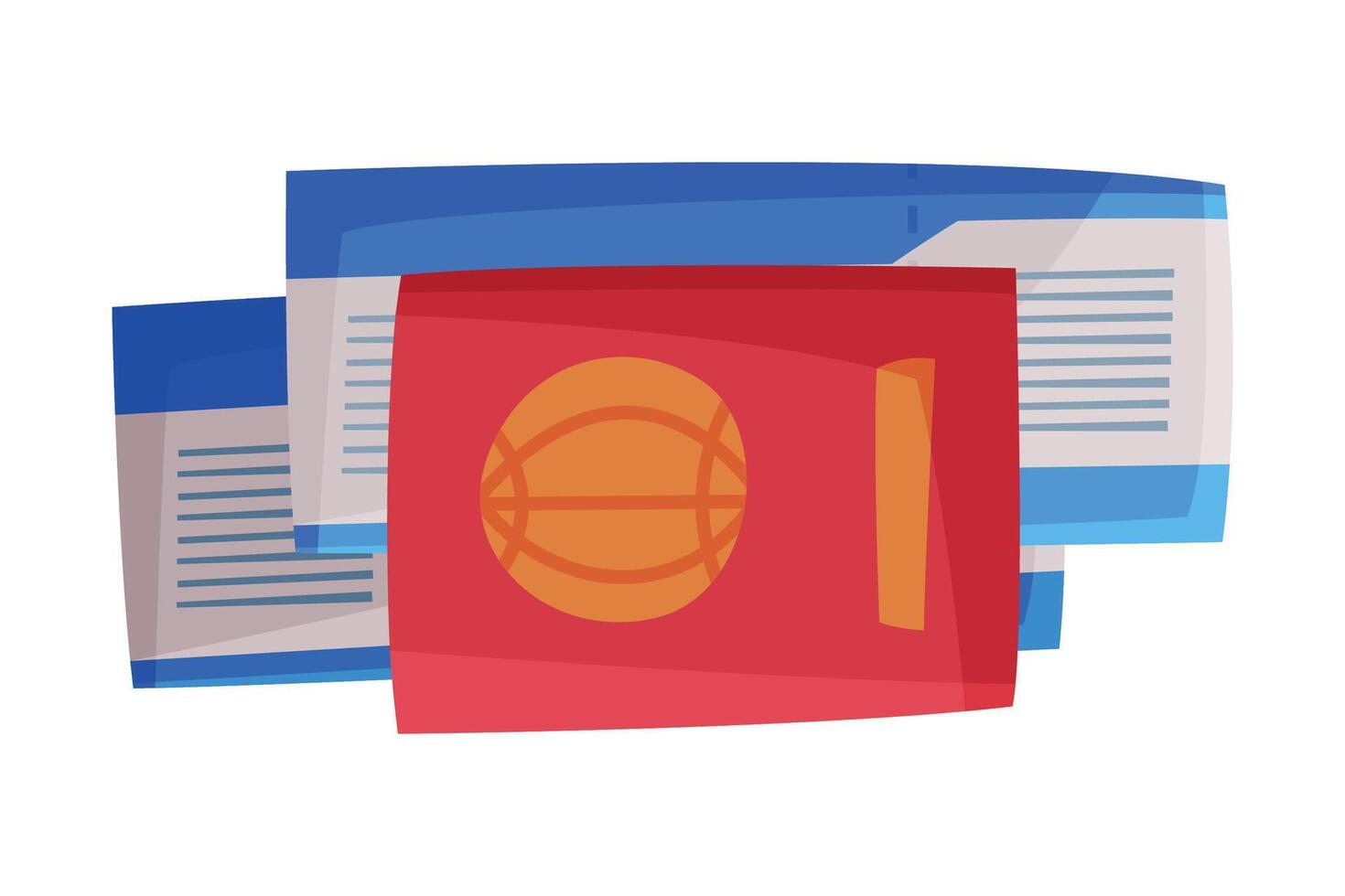 Two Travel Tickets and Passport, Summer Vacation Objects, Traveling and Tourism Illustration on White Background vector