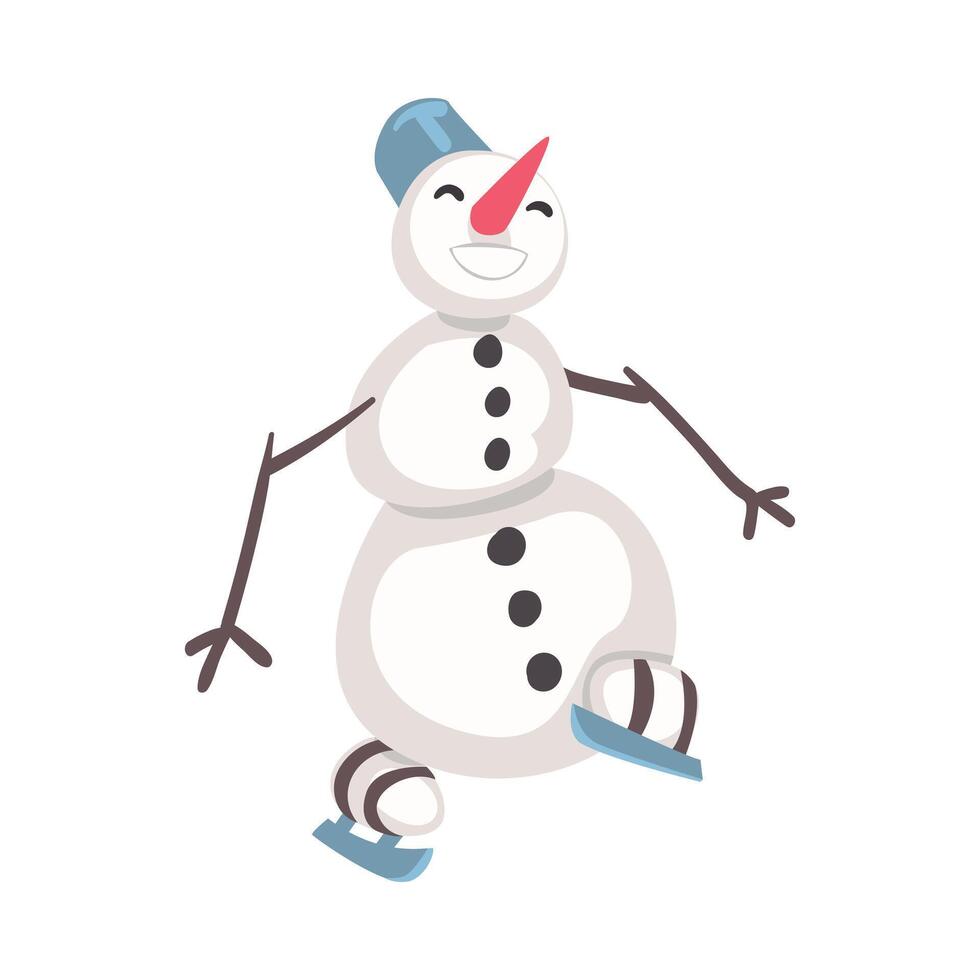 Funny Cheerful Snowman Christmas Character, Symbol of Xmas and New Year Holidays Cartoon Style Illustration vector