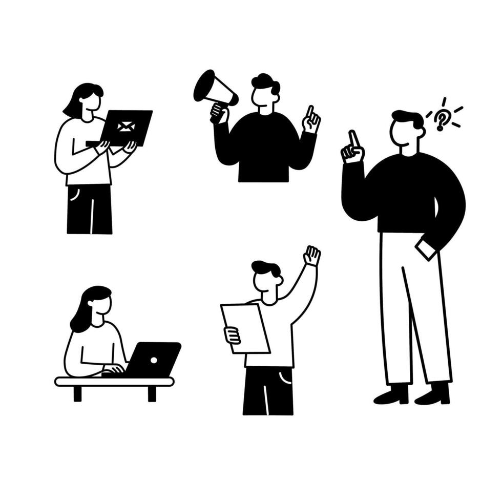 Diverse People Engaged in Different Activities, Illustration vector