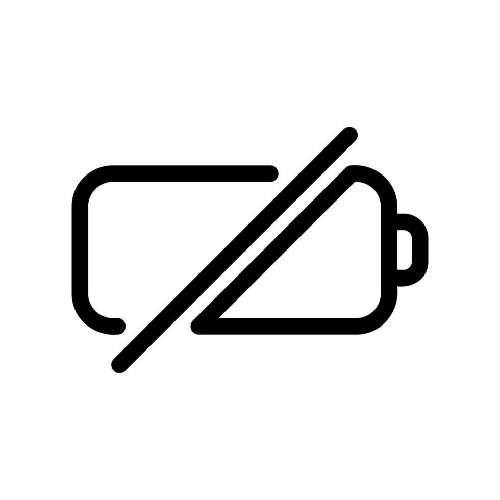 Battery symbol with a diagonal slash indicating low power vector