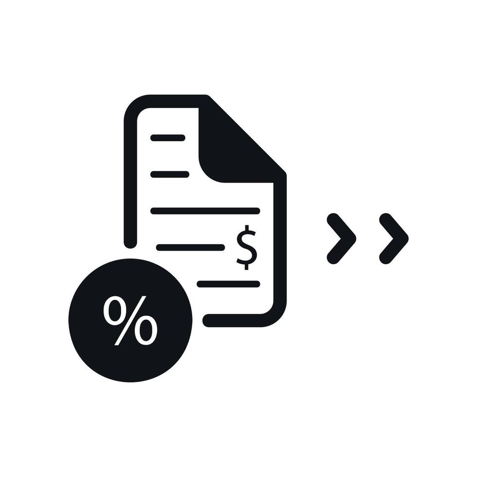 Financial Document Icon with Percentage and Currency Symbols vector