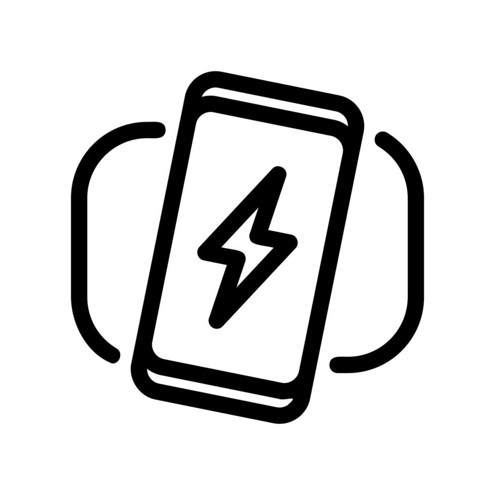 Smartphone with a lightning bolt inside a circular aura for wireless charging vector