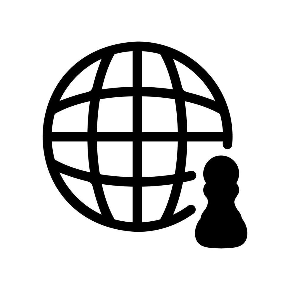 Globe and Chess Pawn Icon for International Competition vector