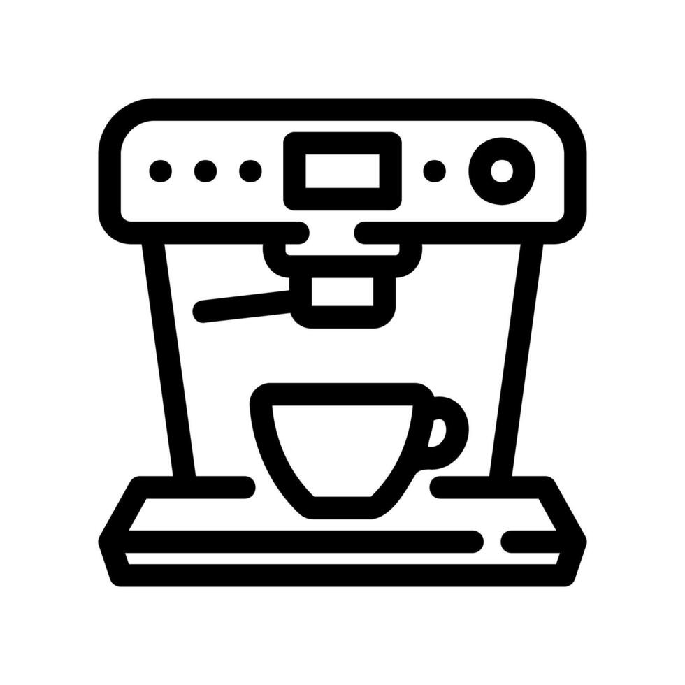 Coffee Maker Dispensing into a Cup, Monochrome Line Art Icon Set vector
