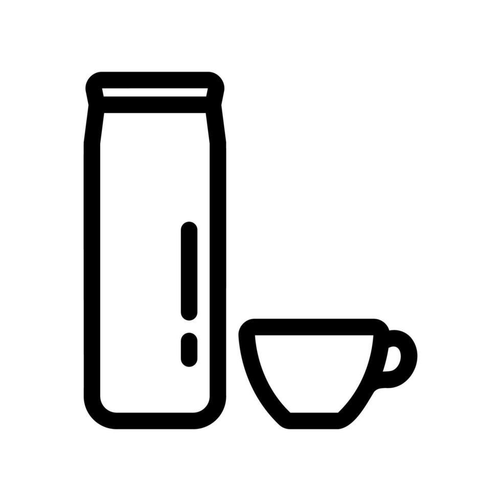 Insulated Thermos Flask and Cup Set for Hot or Cold Beverages vector