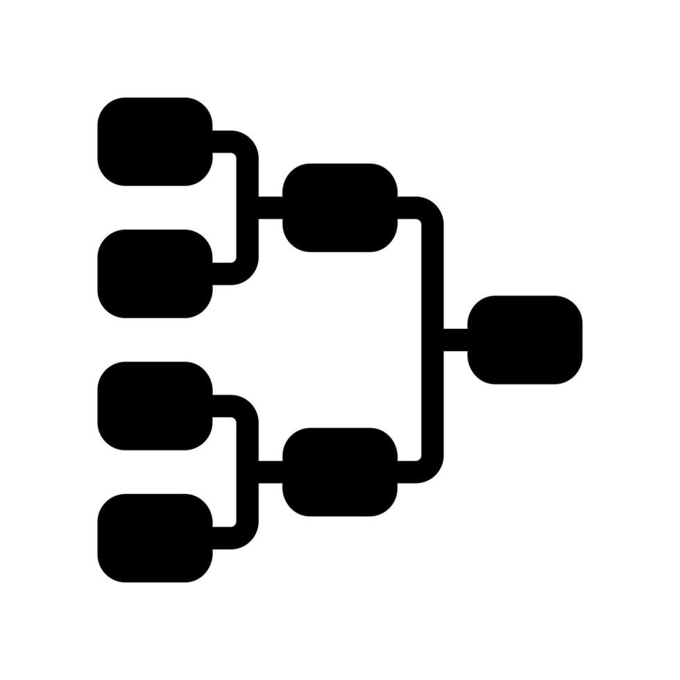 Monochrome Icon of a Single Elimination Tournament Bracket vector