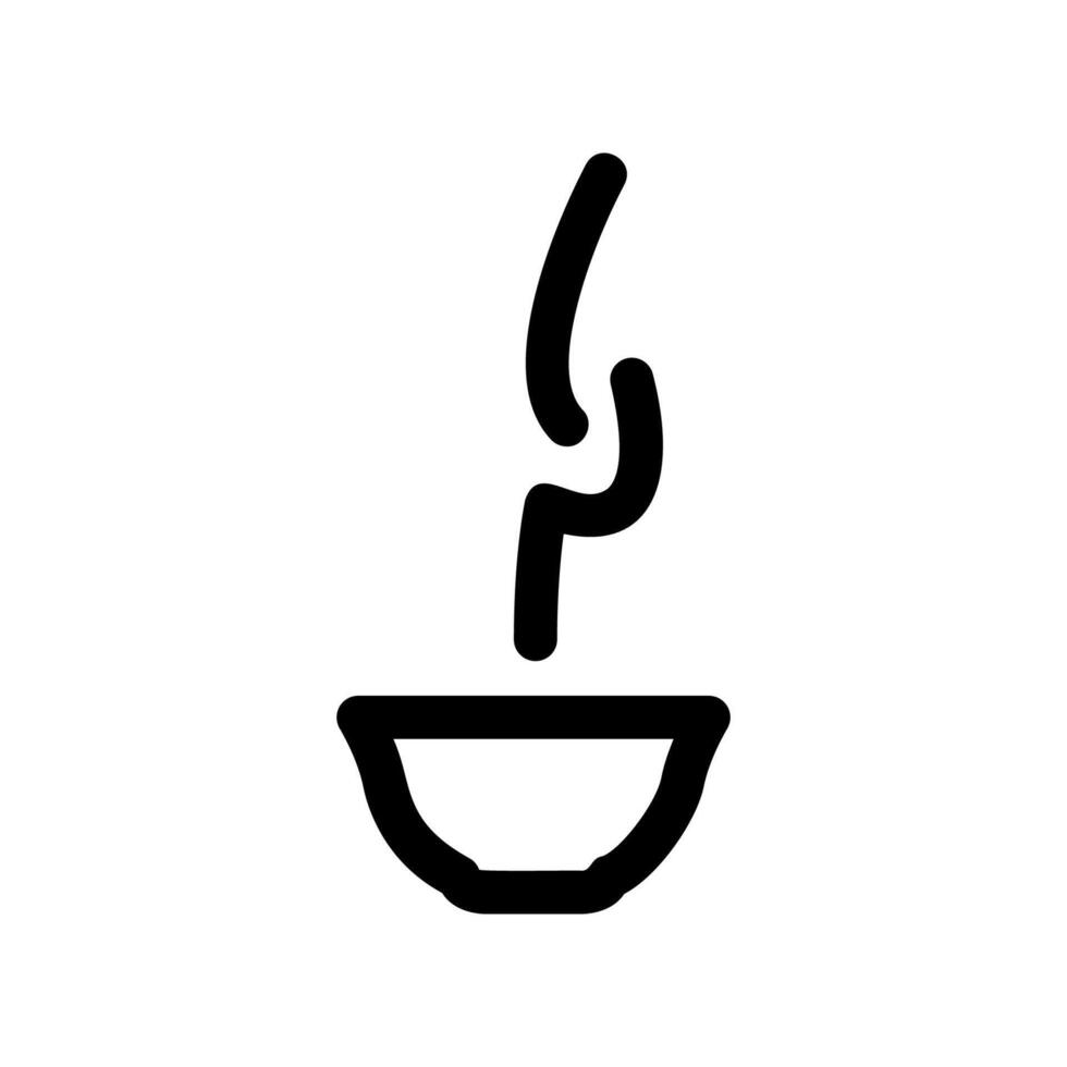 Monochrome Outline Icon of a Steaming Bowl or Wide Mouth Cup vector