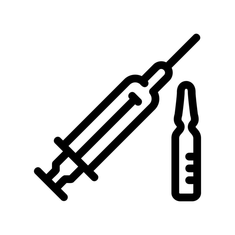 Medical Syringe with Needle and a Sealed Glass Ampoule for Injection vector