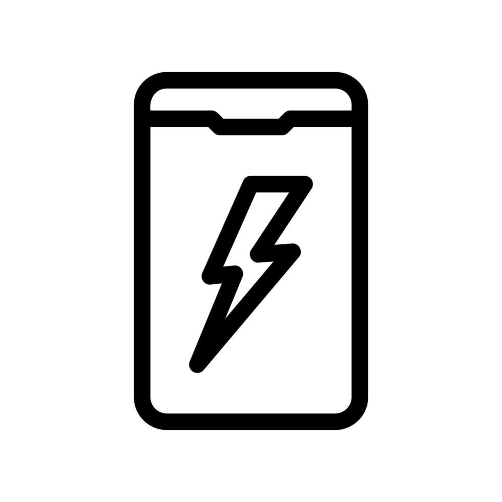 Stylized Electric Power Bank Outline Icon with Lightning Symbol vector