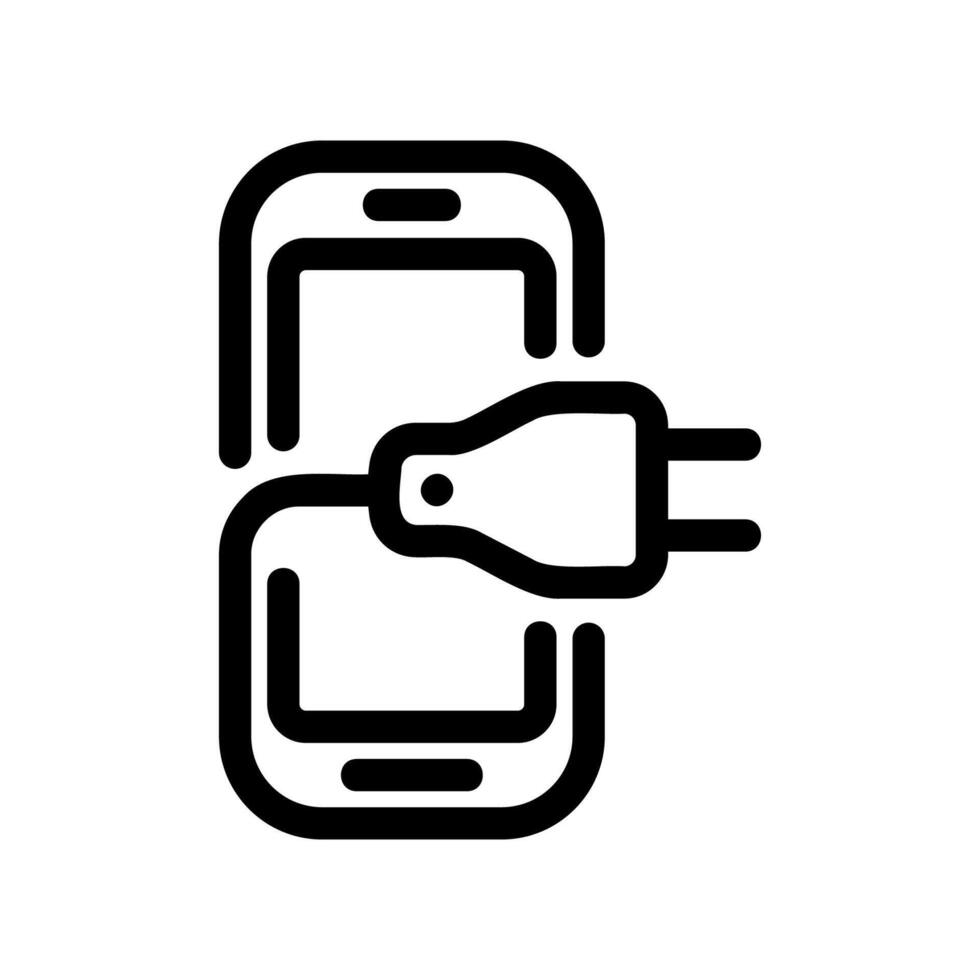 Simple Line Art Icon of a Phone Being Charged vector