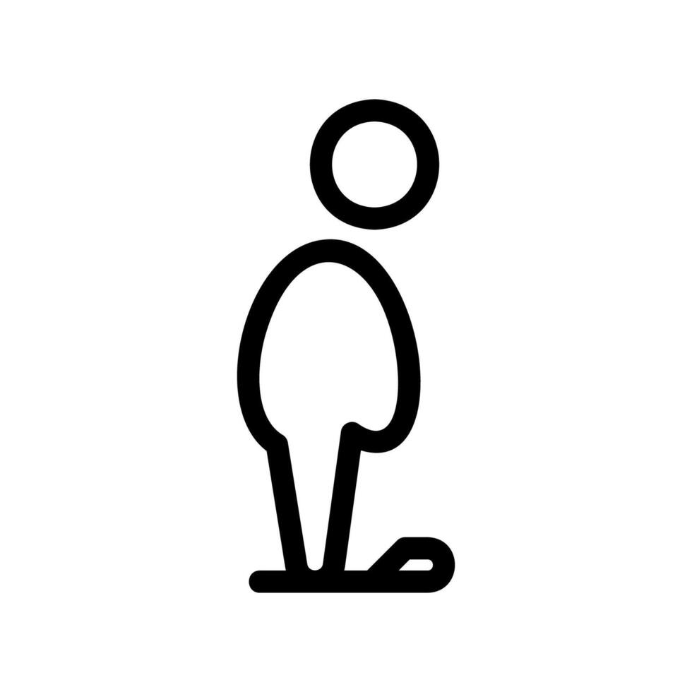 Stylized Figure Standing on Weight Measurement Scale Icon vector