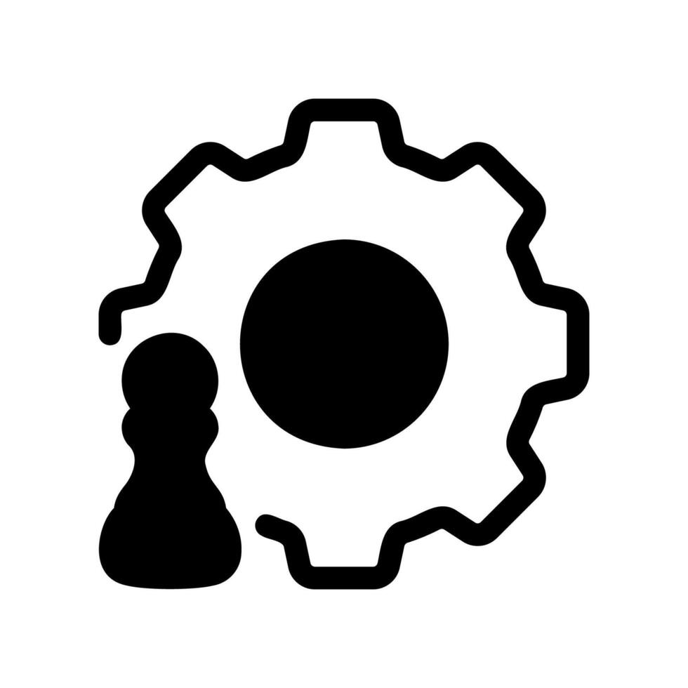 Chess Pawn and Gear Icon for Strategy Development vector