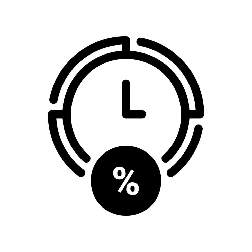 Time Based Percentage Icon with Clock Face Symbol vector