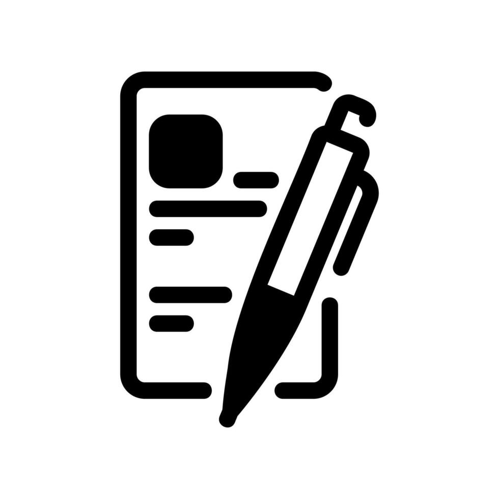 Line Art Icon of a Pen Signing a Contract or Agreement Document vector