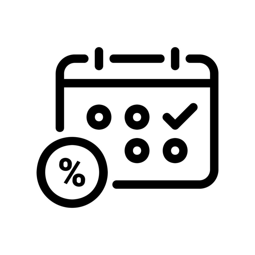 Calendar Icon with a Percentage Symbol for a Recurring Payment vector