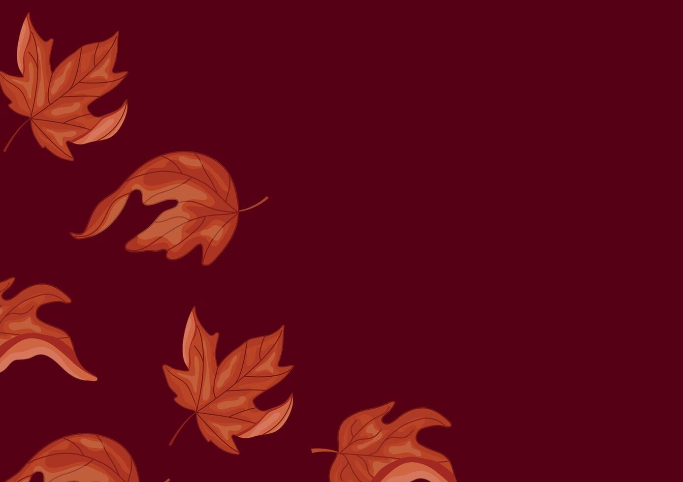poster of curved leaves from a deciduous tree, namely from a maple tree, on a red background, for Canada Day or autumn designs vector