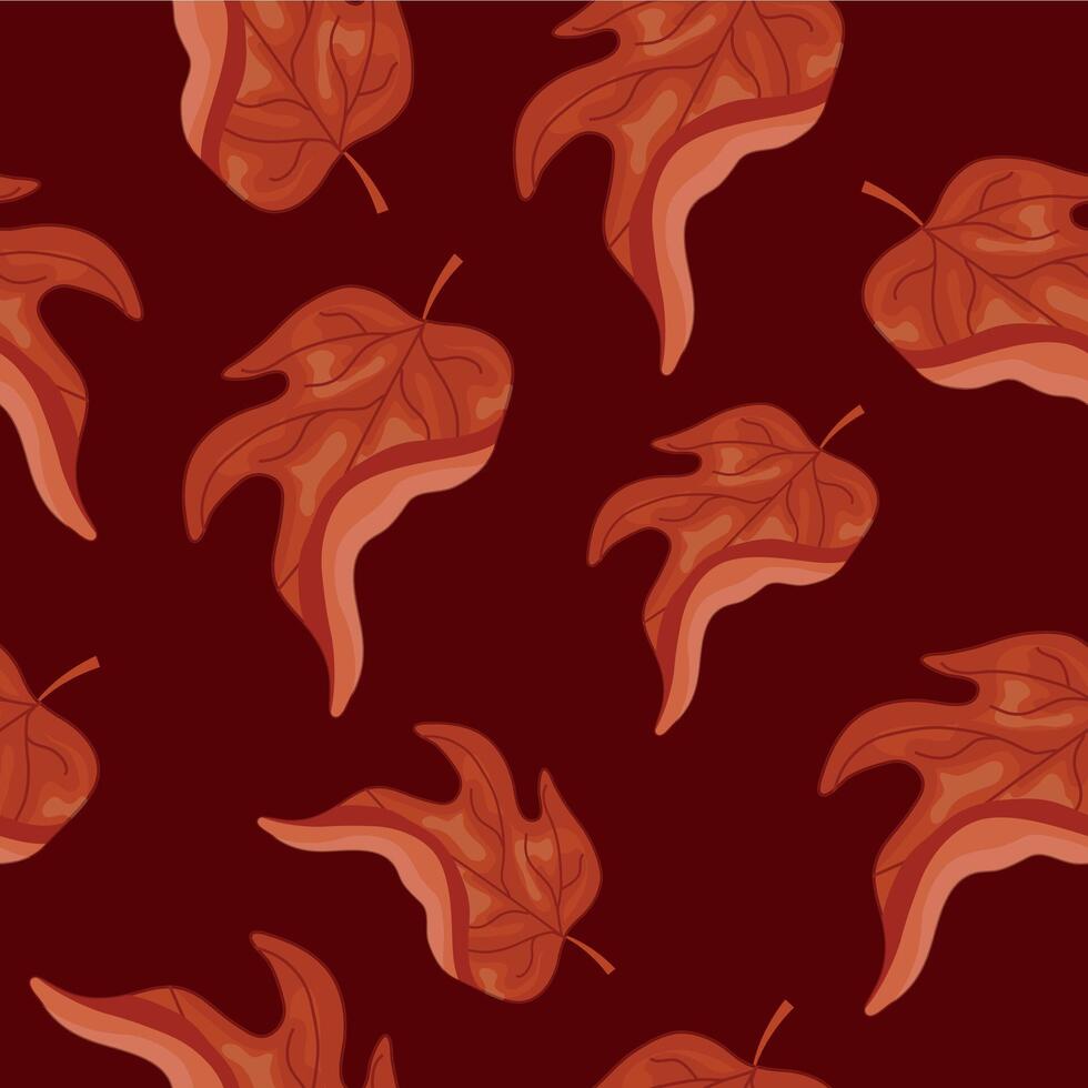 pattern with a red leaf from a deciduous tree, namely from a maple, on a red background, for Canada Day or autumn designs vector