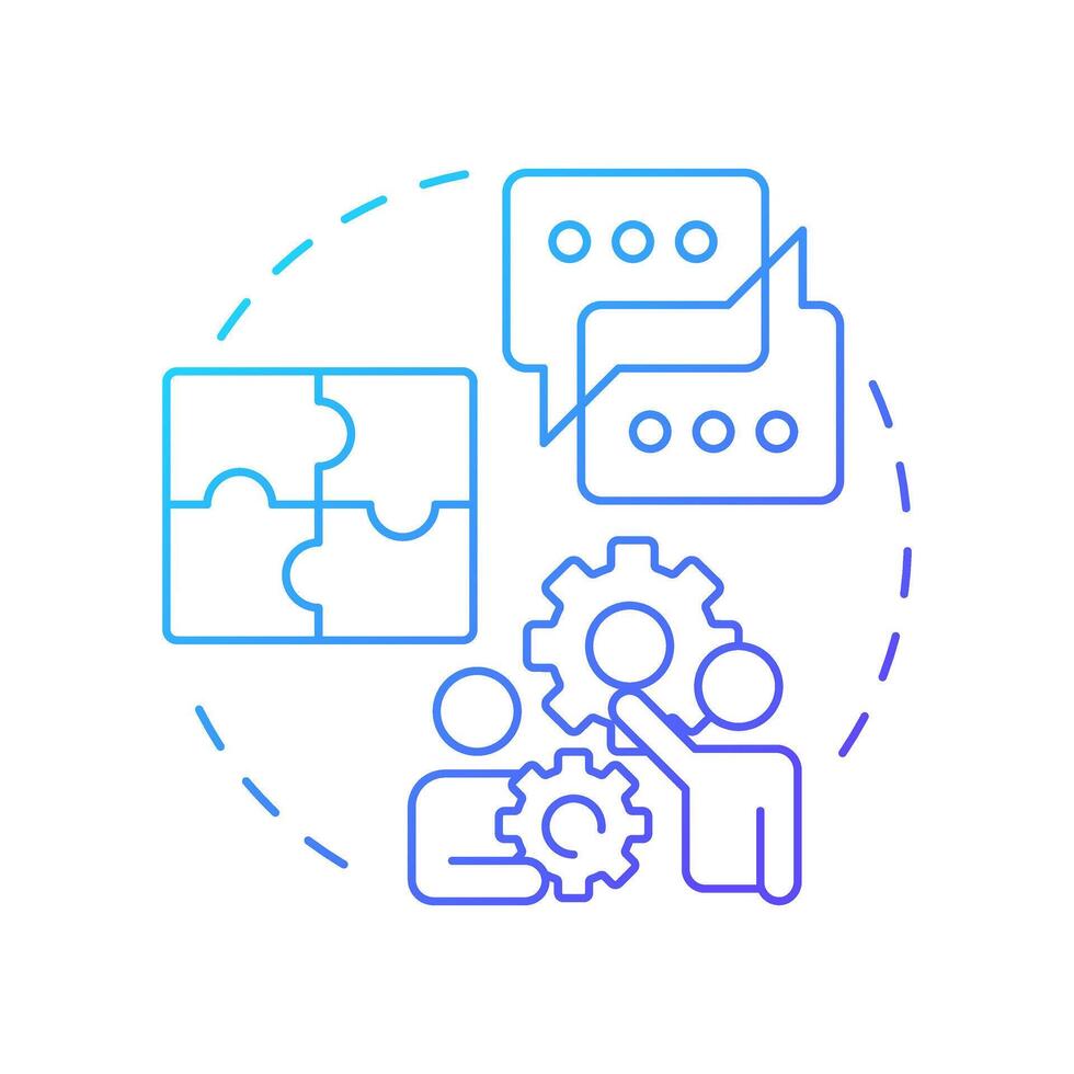 Collaborative workflow blue gradient concept icon. Teamwork organization, communication. Round shape line illustration. Abstract idea. Graphic design. Easy to use in advertising, marketing vector