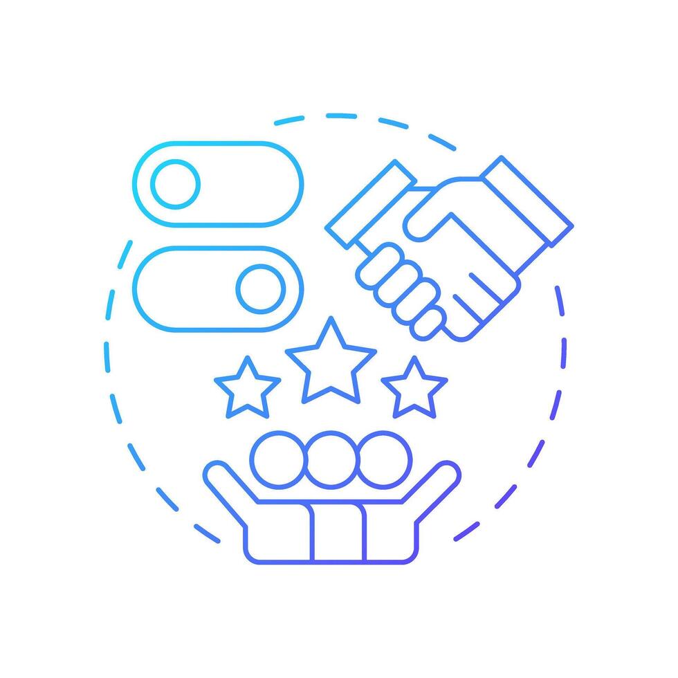 Building user trust blue gradient concept icon. Essential for long term loyalty. Benefit of consent management. Round shape line illustration. Abstract idea. Graphic design. Easy to use in article vector