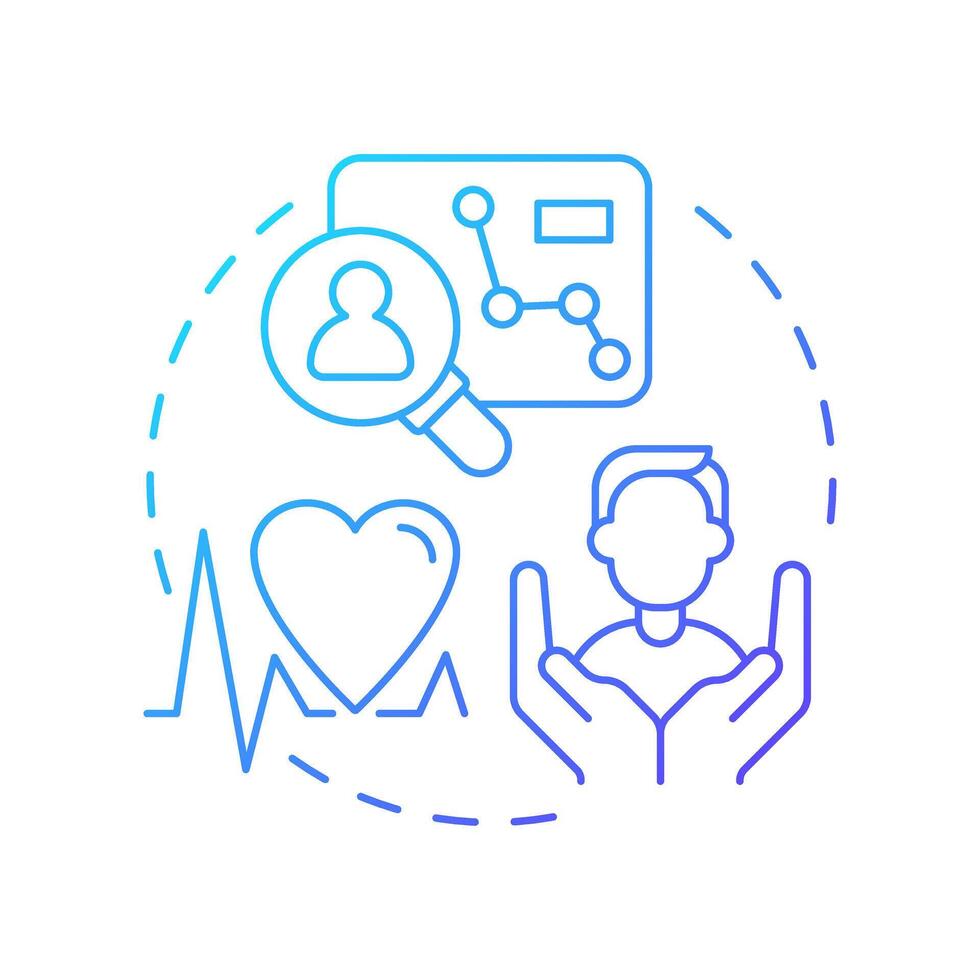 Vital interest blue gradient concept icon. Processing personal data to prevent serious harm. Legal base from GDPR. Round shape line illustration. Abstract idea. Graphic design. Easy to use in article vector
