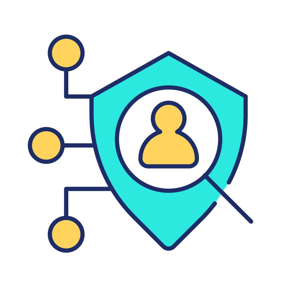 Personal data security line color icon. Legal control of access to online account. Internet network user safety. Isolated illustration. Flat colorful symbol design. Editable stroke vector