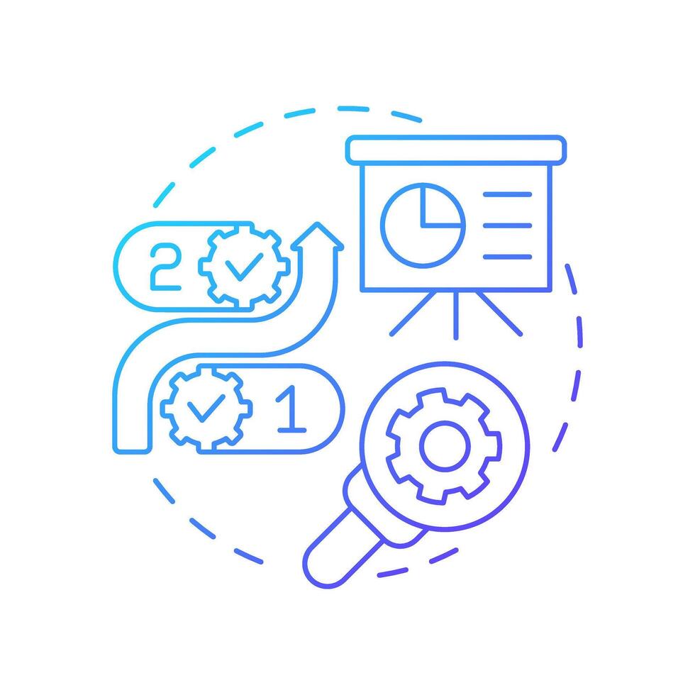 Case workflow blue gradient concept icon. Business strategy, planning. Marketing, processes. Round shape line illustration. Abstract idea. Graphic design. Easy to use in advertising, marketing vector