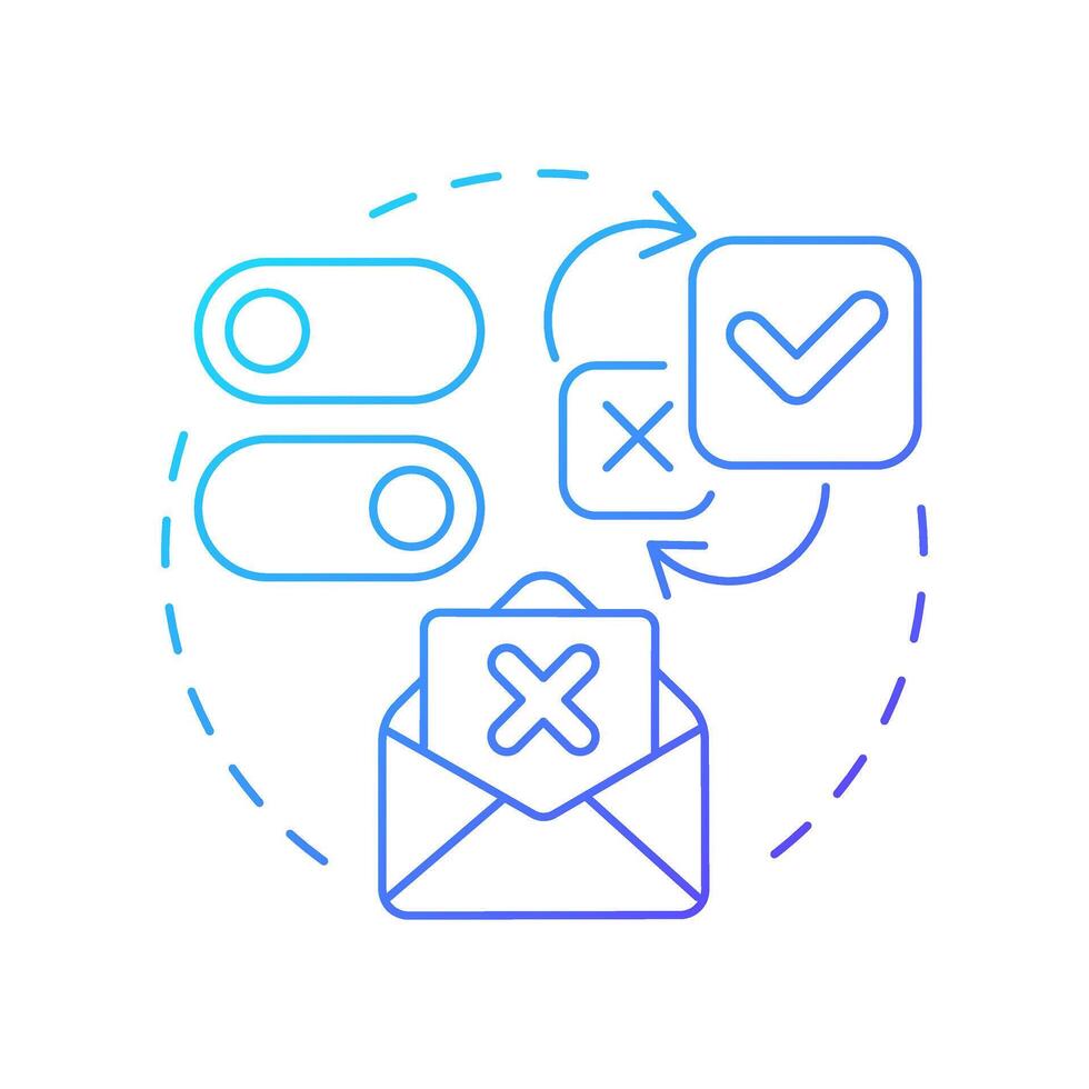 Withdrawable blue gradient concept icon. Opportunity to decline user allowances. GDPR consent principle. Round shape line illustration. Abstract idea. Graphic design. Easy to use in article vector