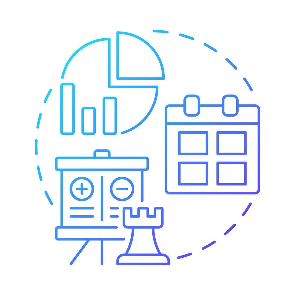 Conditions blue gradient concept icon. Business strategy, planning. Statistics, analysis. Round shape line illustration. Abstract idea. Graphic design. Easy to use in advertising, marketing vector