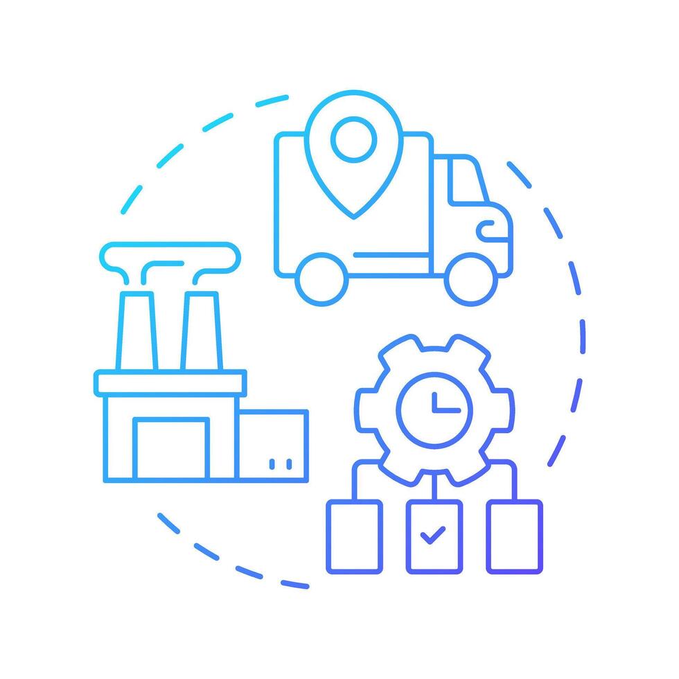 Value stream mapping blue gradient concept icon. Process map. Manufacturing, distribution. Round shape line illustration. Abstract idea. Graphic design. Easy to use in infographic, presentation vector