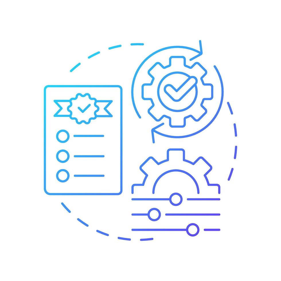 Rules driven workflow blue gradient concept icon. Checklist compliance, regulation. Product quality. Round shape line illustration. Abstract idea. Graphic design. Easy to use in advertising, marketing vector