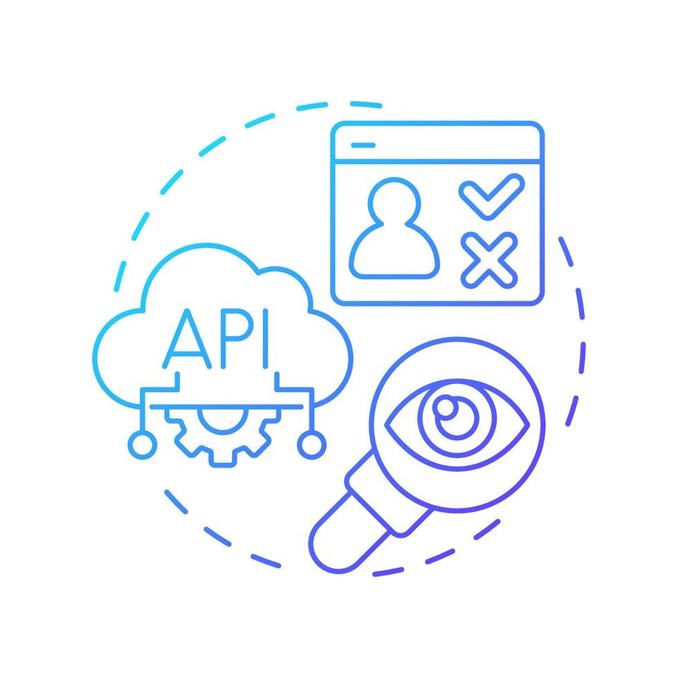 Tracking consent status blue gradient concept icon. Apply data policies accurately. User privacy protection. Round shape line illustration. Abstract idea. Graphic design. Easy to use in article vector