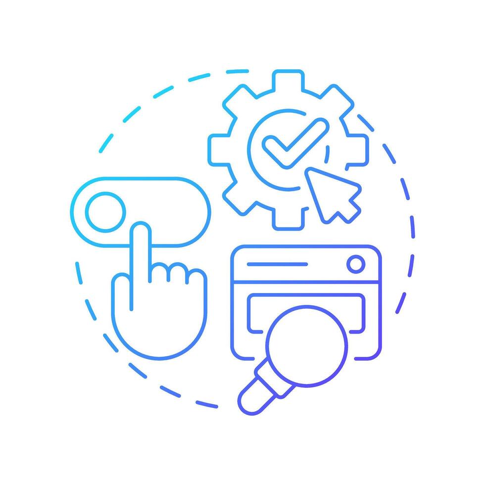 Consent preference center blue gradient concept icon. Review, modify and withdraw permission for data processing. Round shape line illustration. Abstract idea. Graphic design. Easy to use in article vector