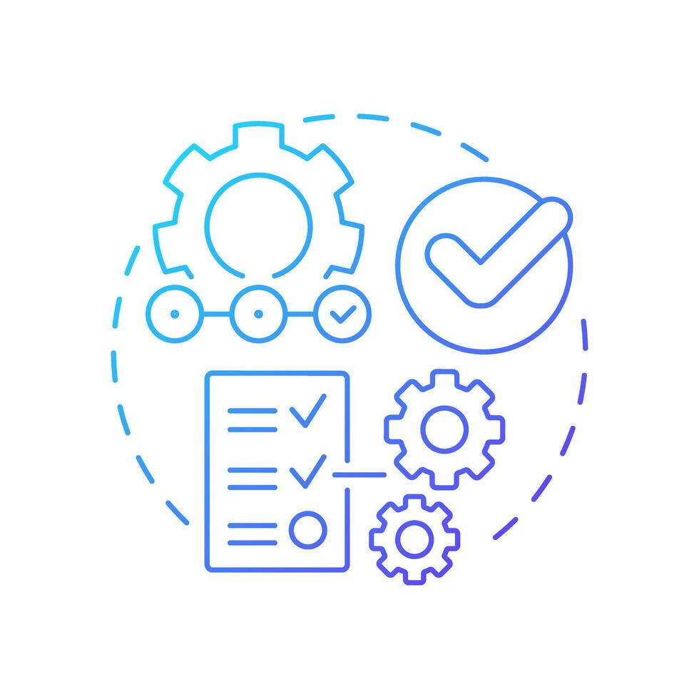 Sequential workflow blue gradient concept icon. Task management. Checklist, compliance. Round shape line illustration. Abstract idea. Graphic design. Easy to use in advertising, marketing vector