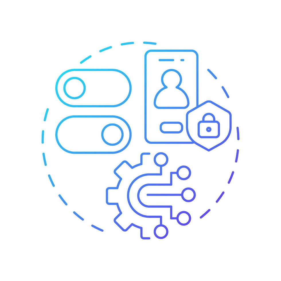 Mobile app permissions blue gradient concept icon. Request user consent before accessing sensitive features. Round shape line illustration. Abstract idea. Graphic design. Easy to use in article vector