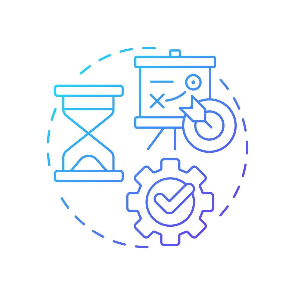 Project workflow blue gradient concept icon. Business planning, strategy. Time management. Round shape line illustration. Abstract idea. Graphic design. Easy to use in advertising, marketing vector