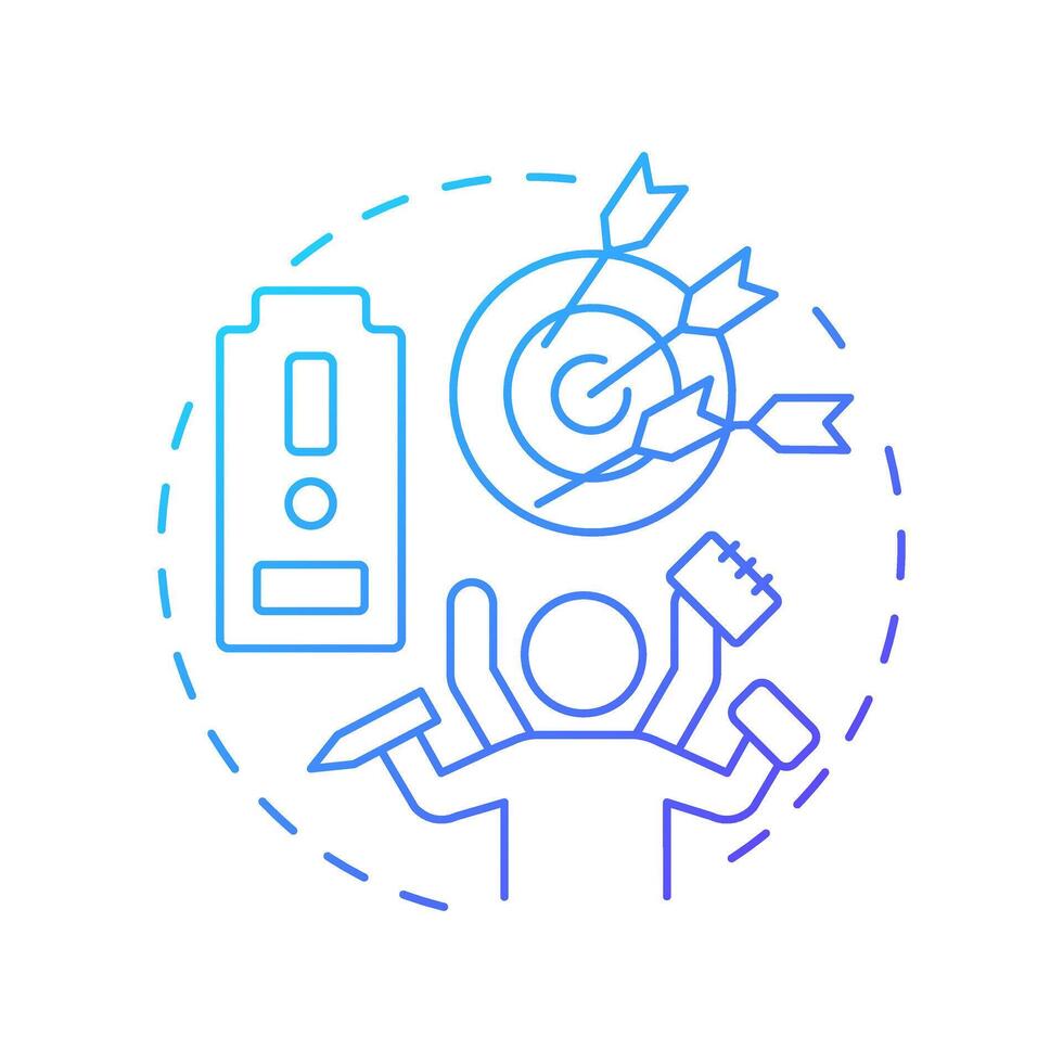 Inability to delegate blue gradient concept icon. Low productivity, multitasking. Work organization. Round shape line illustration. Abstract idea. Graphic design. Easy to use in advertising, marketing vector