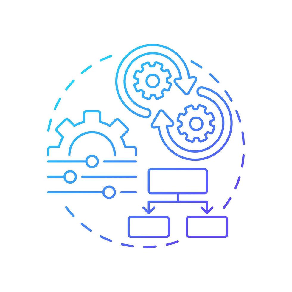 Parallel workflow blue gradient concept icon. Process management. Efficiency, productivity. Round shape line illustration. Abstract idea. Graphic design. Easy to use in advertising, marketing vector