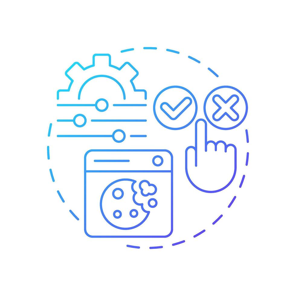 Cookie consent banners blue gradient concept icon. Informing user about data collection during web page using. Round shape line illustration. Abstract idea. Graphic design. Easy to use in article vector