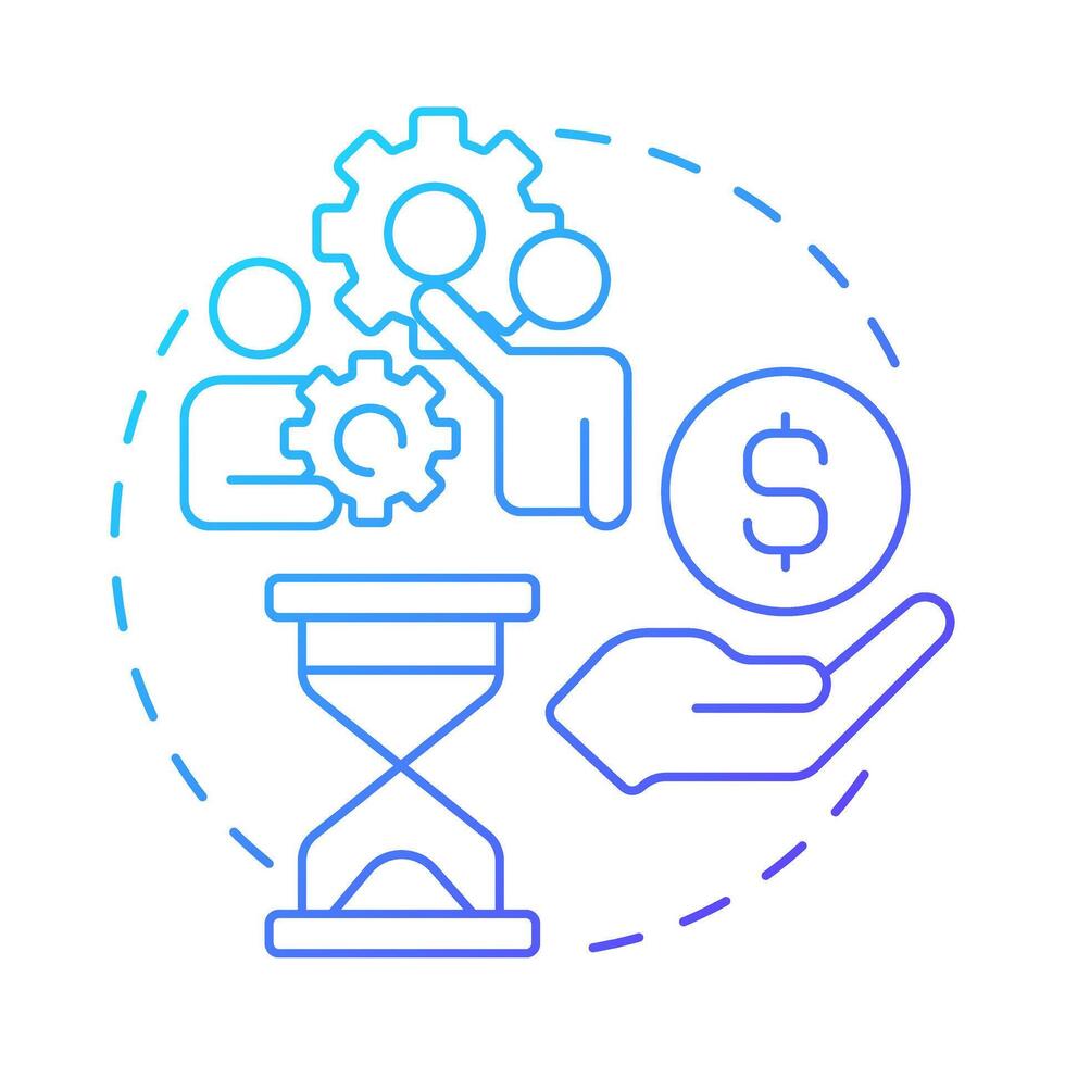 Resources blue gradient concept icon. Teamwork organization. Communication, efficiency. Round shape line illustration. Abstract idea. Graphic design. Easy to use in advertising, marketing vector