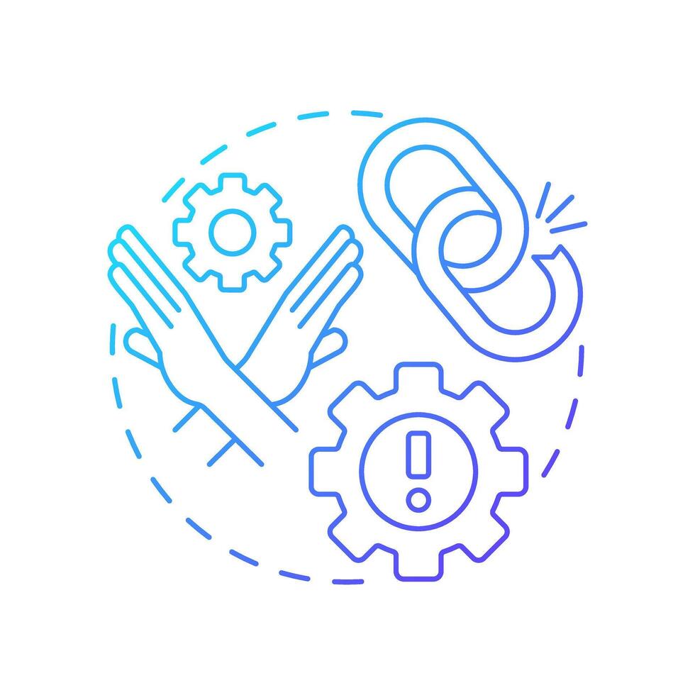 Lack of accountability blue gradient concept icon. Workflow management. Tasks organization, responsibilities. Round shape line illustration. Abstract idea. Graphic design. Easy to use in advertising vector