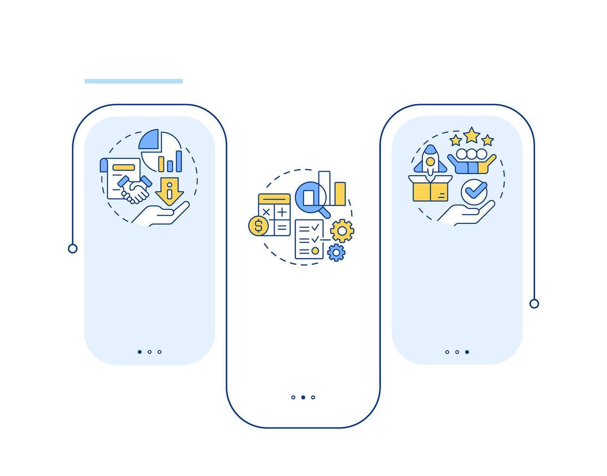 Workflow key components rectangle infographic . Statistical metrics. Efficiency, productivity. Data visualization with 3 steps. Editable rectangular options chart vector