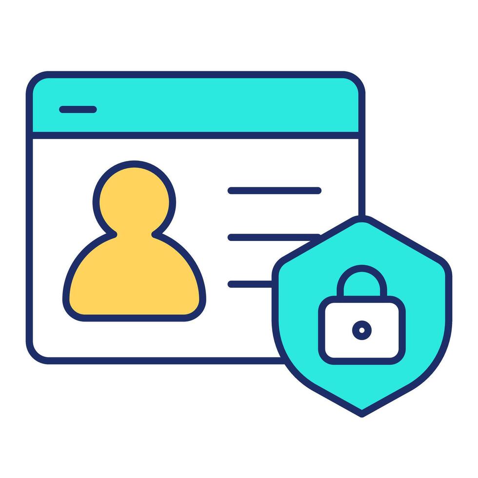 Personal data line color icon. User account with closed access. Protecting confidentiality online. Social network. Isolated illustration. Flat colorful symbol design. Editable stroke vector
