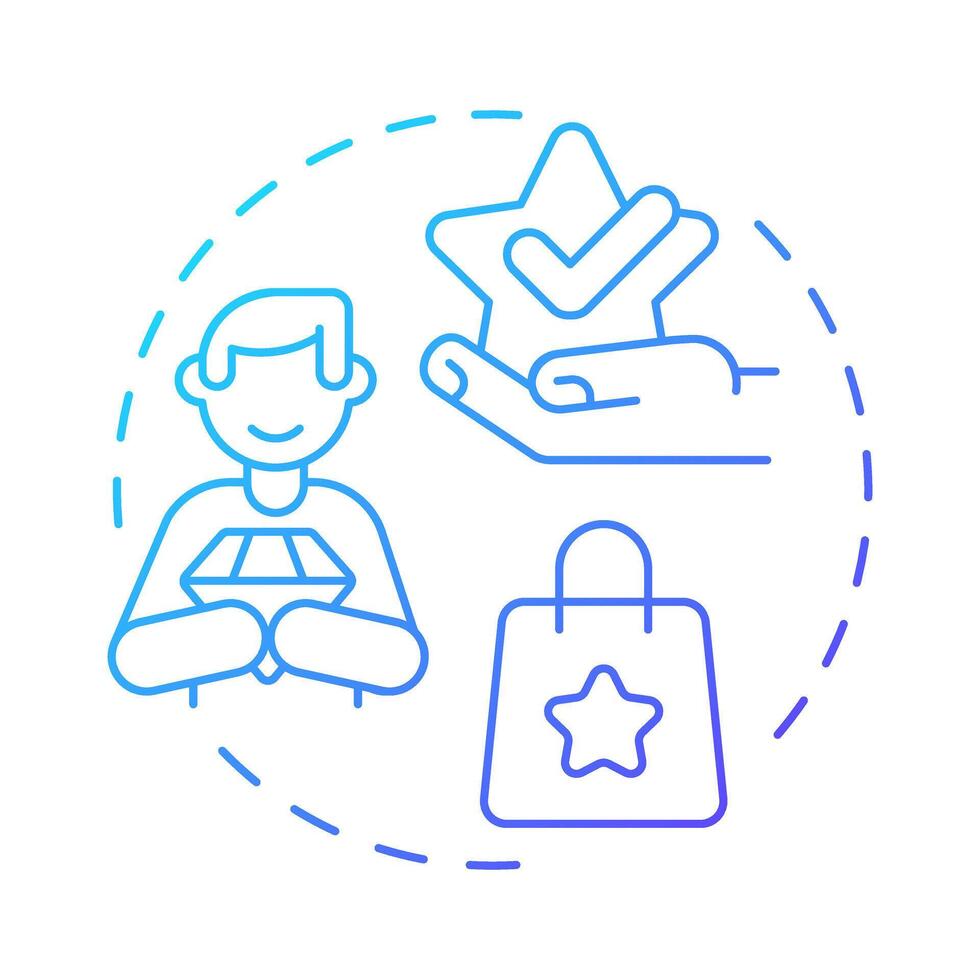 Esteem value blue gradient concept icon. Service quality, customer satisfaction. Round shape line illustration. Abstract idea. Graphic design. Easy to use in infographic, presentation vector
