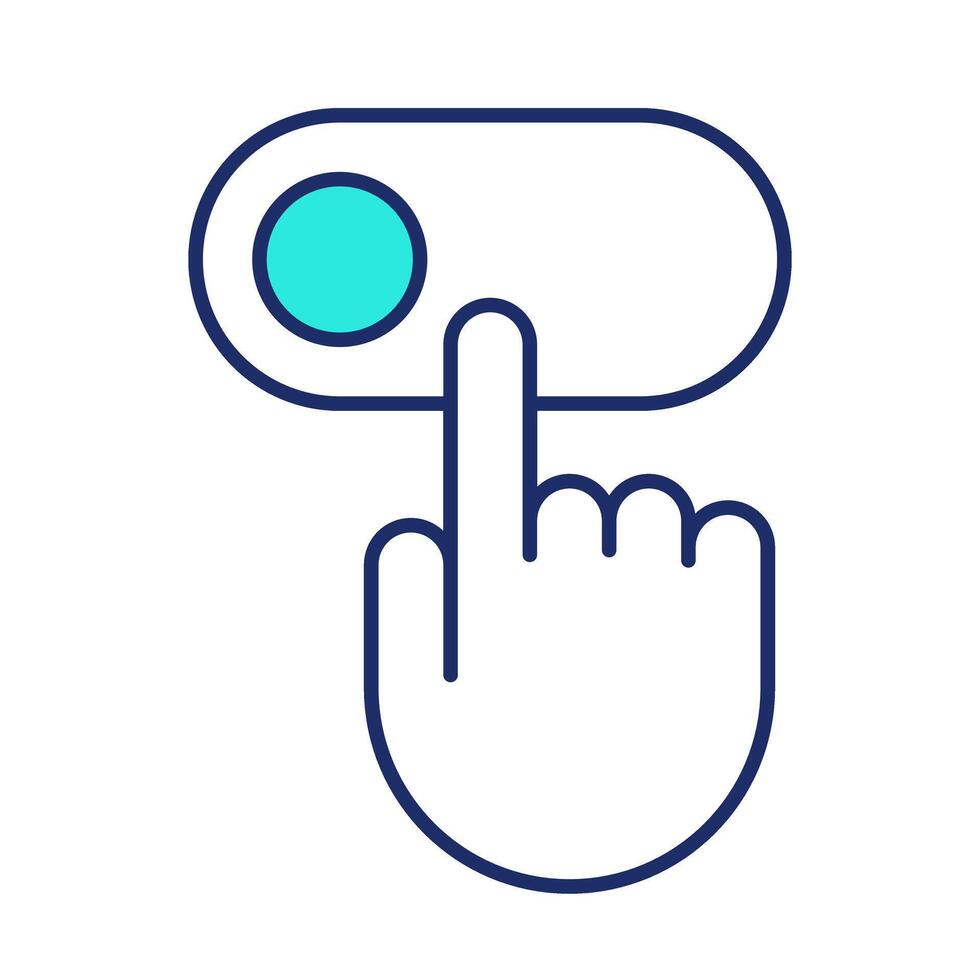Permissions line color icon. Hand moving slider. Giving website access to collect personal data. User settings. Isolated illustration. Flat colorful symbol design. Editable stroke vector
