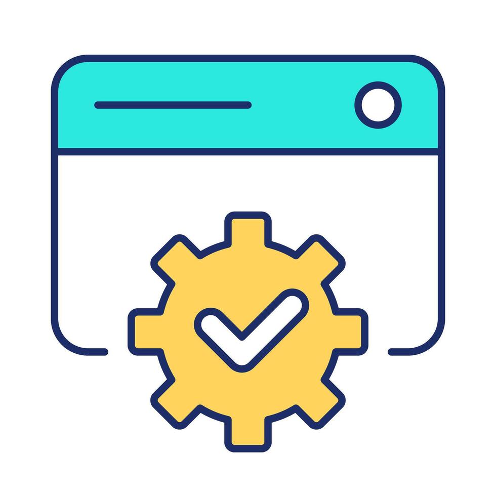 Consent preference center line color icon. Web site with cogwheel. Online data security setup. Privacy control. Isolated illustration. Flat colorful symbol design. Editable stroke vector