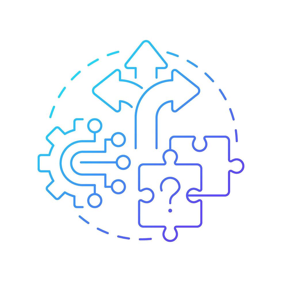 Unclear processes blue gradient concept icon. Data management. Work, processing. Problem solving. Round shape line illustration. Abstract idea. Graphic design. Easy to use in advertising, marketing vector